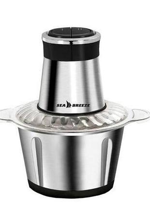 Подрібнювач кухонний sea breeze sb-0609 з металевою чашею 2 л 1600 вт сталевий