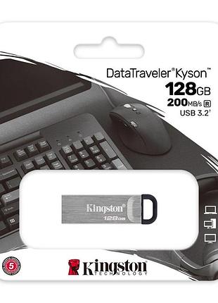 Флешка flash kingston usb накопичувач 3.2 dt kyson 128gb, колір сіро-чорний dtkn / 128gb