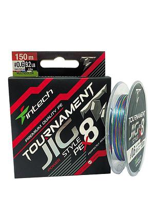 Шнур плетеный intech tournament jig style pe x8 multicolor 150m #1.0 (14.7lb / 6.7kg)