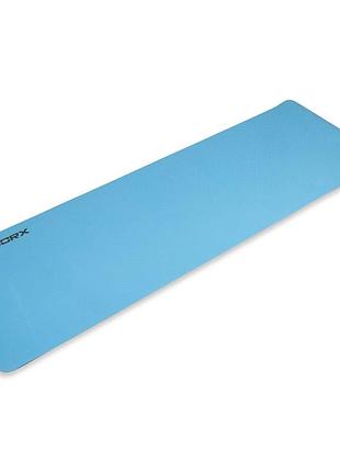 Коврик спортивный toorx yoga professional tpe 183 х 60 х 0,6 см для йоги и фитнеса azzurro/antracite