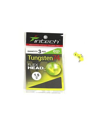 Разборный груз чебурашка вольфрамовый intech tungsten 74 gloss chartreuse uv 1.5g 3шт