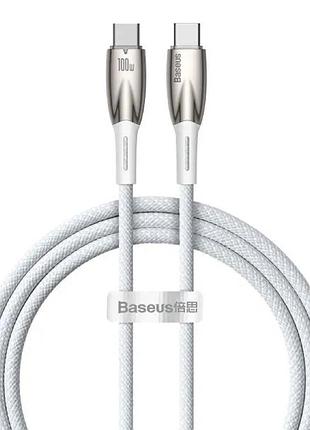 Кабель type-c baseus glimmer series швидка зарядка та передача даних 100w 1m white cadh000702
