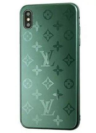 Чехол стеклянный glass case louis vuitton луи витон для iphone xs max (04) pine green зеленый