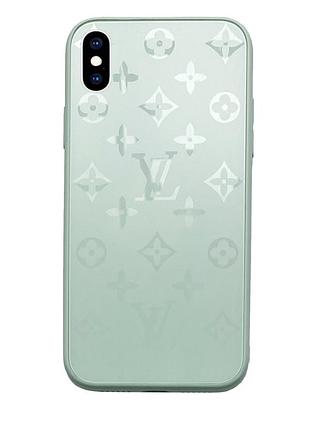 Чехол стеклянный glass case louis vuitton луи витон для iphone x/xs (01) turquoise мятный