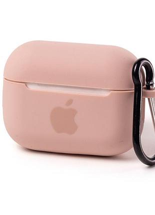 Чехол silicone case с карабином для airpods pro - pink sand