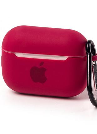 Чехол silicone case с карабином для airpods pro - rose red