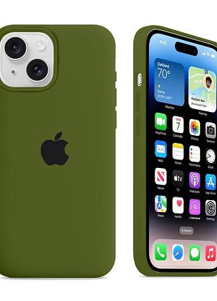 Чохол kassel silicone full case protective для iphone 15 plus з мікрофіброю зелений army green