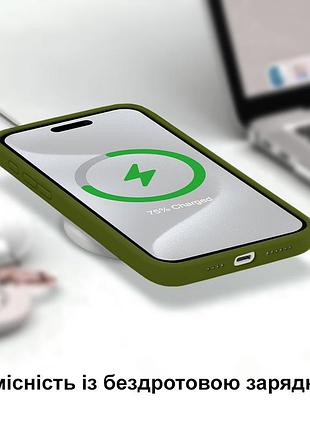Чехол kassel silicone full case protective для iphone 15 plus с микрофиброй зеленый army green 8