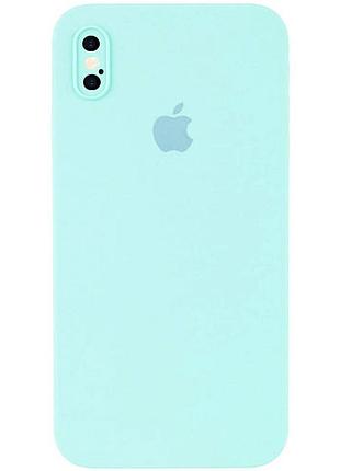 Чохол silicone full case camera square (квадратні) для iphone x/xs sea blue (02) бірюза