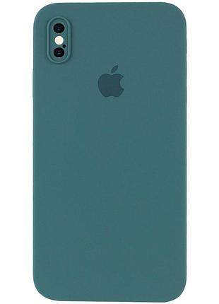 Чохол silicone full case camera square (квадратні) для iphone x/xs pine green (41) зелений