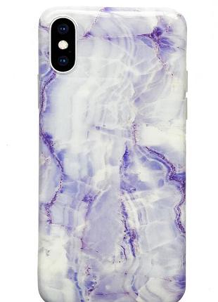 Чохол силіконовий мармуровий для iphone xs max (06) purple фіолетовий