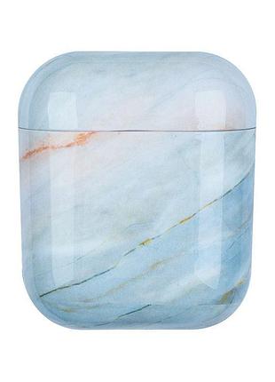 Чехол для наушников airpods case мрамор sea blue (920) голубой