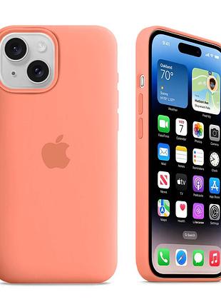 Чехол kassel silicone full case protective для iphone 15 с микрофиброй оранжевый begonia