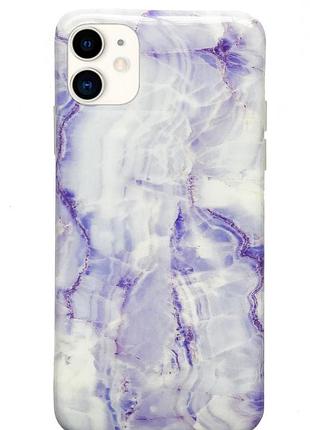 Чехол силиконовый мраморный для iphone 12 (06) purple фиолетовый