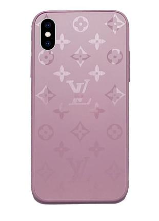 Чехол стеклянный glass case louis vuitton луи витон для iphone xs max (08) blueberry черника