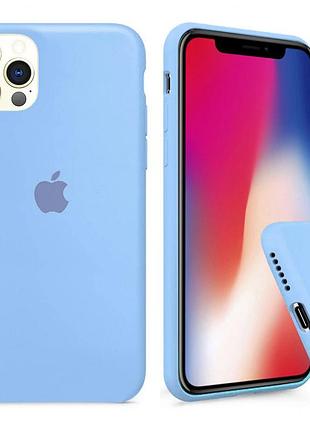 Чохол silicone full case для iphone 12 pro lilac cream блакитний