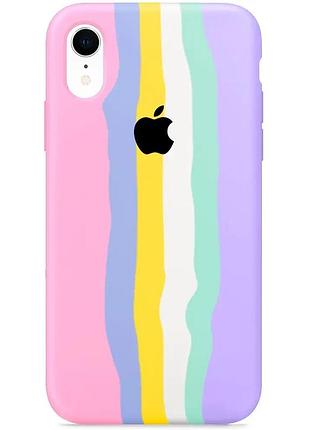 Silicone rainbow case iphone xr (01) pink rainbow