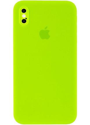 Чехол silicone full case camera square (квадратные) для iphone xs max party green (43) ярко зеленый