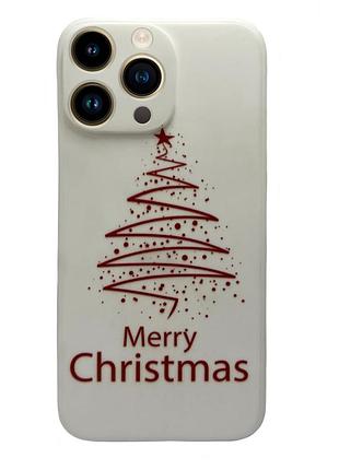 Чохол новорічний premium для iphone 14 pro (02) merry christmas tree білий