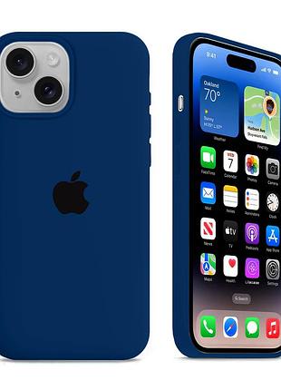 Чохол kassel silicone full case protective для iphone 15 plus з мікрофіброю темно-синій deep navy