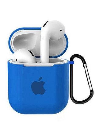 Чохол для airpods logo silicone case з карабіном (15) azure синій