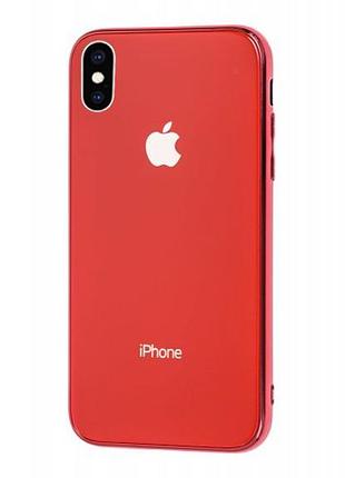 Чохол скляний glass case для iphone xs max (01) red червоний