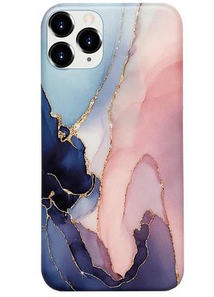 Чехол силиконовый мраморный для iphone 12 pro max (09) dark blue/rose темно синий розовый