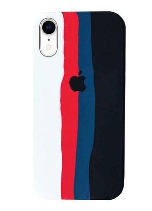 Silicone rainbow case iphone xr (06) black rainbow