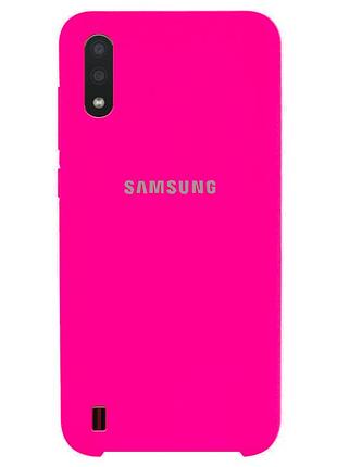 Чохол silicone case для samsung premium a01 shiny pink (21) яскраво рожевий
