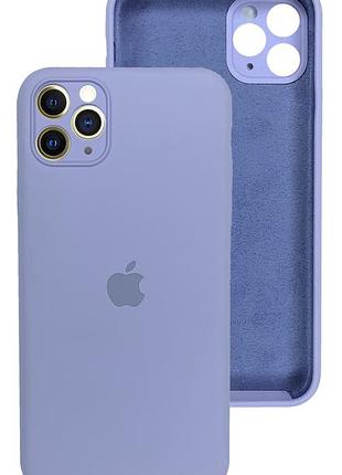 Чехол silicone case full camera protective для iphone 11 pro lilac голубой