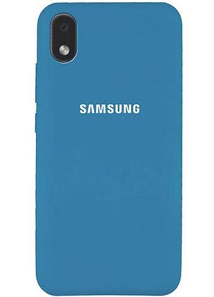 Чехол silicone case для samsung premium a01core azure (10) синий