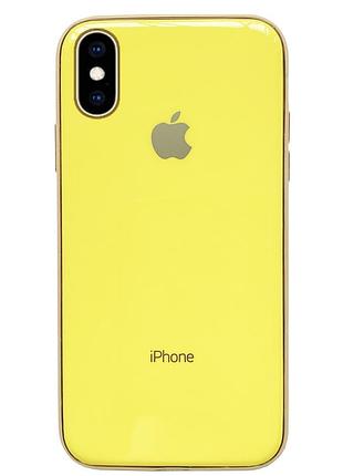 Чехол silicone glass case для iphone x/xs (11) yellow желтый