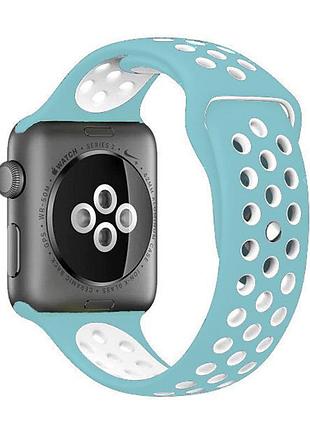 Силиконовый ремешок nike sport band для apple watch 38mm/40mm/41mm blue/white голубой с белым