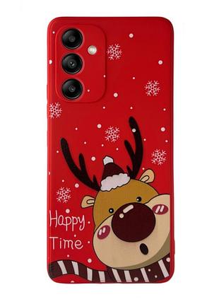 Чехол новогодний premium для samsung a54 5g (01) олень happy time красный