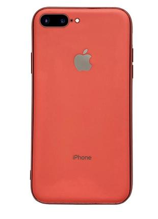 Чохол silicone glass case для iphone 8 plus (02) coral кораловий