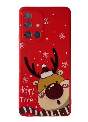 Чехол новогодний premium для samsung a71 (01) олень happy time красный