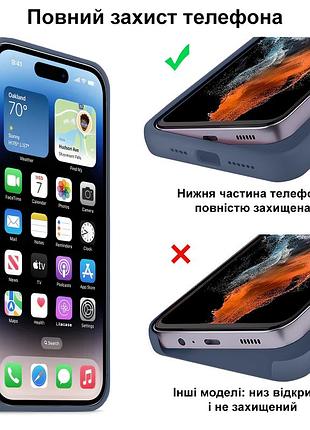 Чехол kassel silicone full case protective для iphone 14 с микрофиброй синий alaskan blue 6