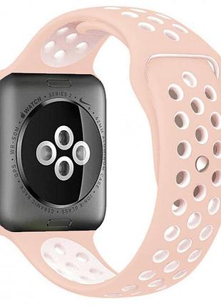 Силиконовый ремешок nike sport band для apple watch 38mm/40mm/41mm pink/white розовый с белым