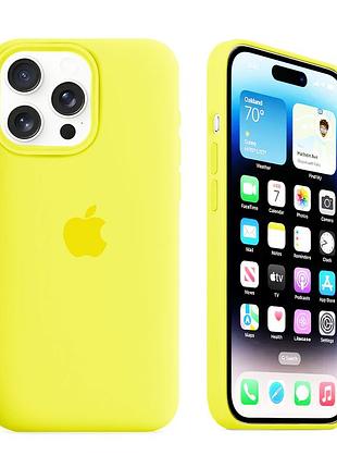 Чохол kassel silicone full case protective для iphone 15 pro з мікрофіброю жовтий flash