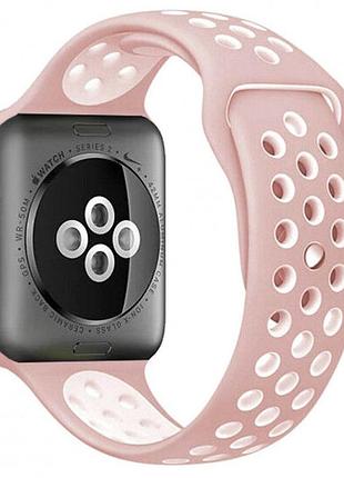 Силиконовый ремешок nike sport band для apple watch 38mm/40mm/41mm light pink/white розовый с белым