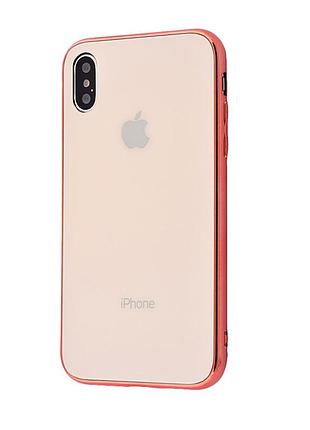 Чохол скляний glass case для iphone x/xs (02) rose gold рожевий