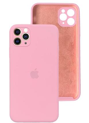 Чохол silicone case full camera protective для iphone 11 pro light pink рожевий