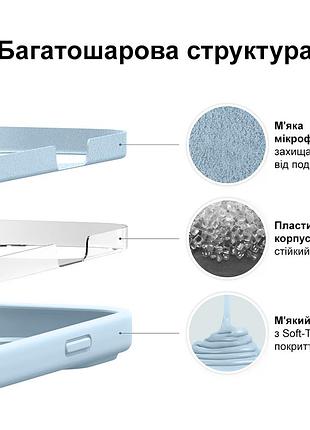 Чехол kassel silicone full case protective для iphone 16 с микрофиброй голубой sky blue 3