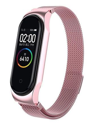 Ремінець міланська петля (milanese loop) для mi band 7 (03) rose gold рожеве золото