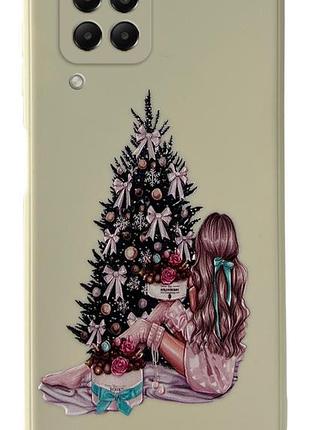 Чехол новогодний tpu для samsung a22 (11) девочка новый год белый