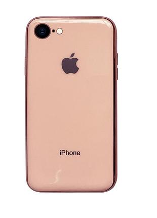Чохол silicone glass case для iphone 7 (06) rose gold рожеве золото