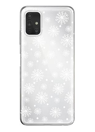 Чехол прозрачный новогодний clear для samsung a51 (05) снежинки
