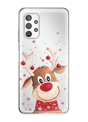 Чехол прозрачный новогодний clear для samsung a52 (06) олень new year