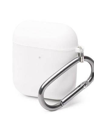 Чехол silicone case microfiber для airpods 1/2 - white