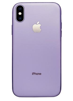 Чохол silicone glass case для iphone x/xs (03) lilac ліловий